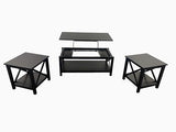 3 Piece Cocktail Lift Top Table with 2 Side Tables for Living Room, Family Room – Black alternate view 4