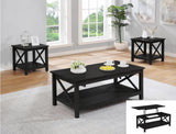 3 Piece Cocktail Lift Top Table with 2 Side Tables for Living Room, Family Room – Black alternate view 9