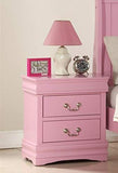 GTU Furniture Louis Philippe 2-Drawer Nightstand in Cherry/Black/Grey/Pink/Purple – Pink product view
