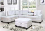 GTU Furniture Pu Leather Living Room Sectional Sofa Set in Black/White/Brown/Grey/Red – White product view