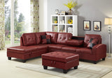GTU Furniture Pu Leather Living Room Sectional Sofa Set in Black/White/Brown/Grey/Red – Red product view