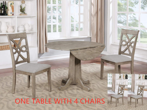 GTU Furniture round dining room table set with foldable chairs