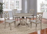 Beautiful 5PC Wood Round Dining Table Set, Grey Hardwood Table Surface & Chairs – product view