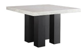 5Pc Square Dining Table with Faux Marble Top and 4 Upholstered Blue / Grey Chairs Dining Room – Grey Chair alternate view 3