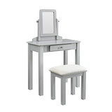 GTU Furniture Transitional Vanity Set with Mirror Stool – Silver product view