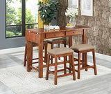 3 / 5PC Wood Counter Height Bar / Dining Set with Backless Barstools – alternate view 8