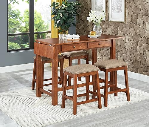 GTU Furniture wood counter height bar dining set with backless barstools
