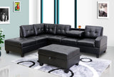 GTU Furniture PU leather sectional sofa without ottoman in black – living room view