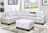 GTU Furniture PU leather sectional sofa without ottoman in white – living room view