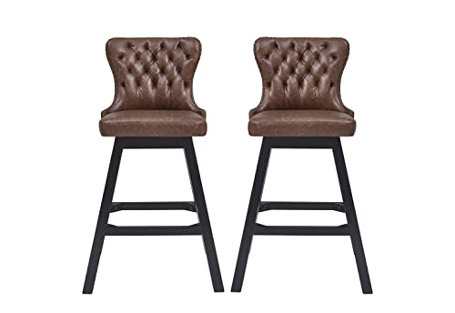 GTU Furniture 29-Inch Upholstered Bar Stools Set of 2, Swivel Bar Stoo