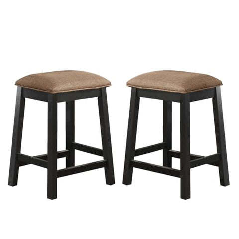 GTU Furniture Set of 2 Counter Height 24" Backless Kitchen Island Barstools Chair with Wood Footrest Leg and Fabric Cushion