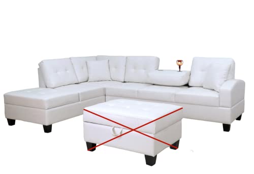 GTU Furniture L Shape Faux Leather Sectional Sofa Set, Living Room Sectional Sofa Set with Left Facing Irreversible Chaise