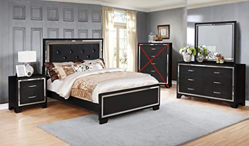 GTU Furniture Contemporary Black and Silver Style Wooden Queen/King Bedroom Set