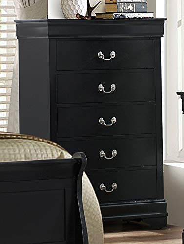 GTU Furniture Classic Louis Philippe Styling Black Twin/Full/Queen/King Bedroom Set