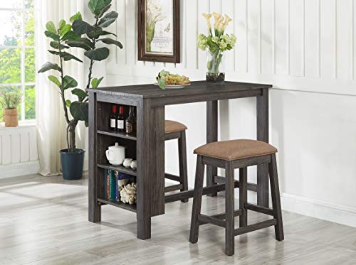 GTU Furniture Elegant Wood Veneer High Top Kitchen Dining Room Bar Set/Barstool (1xTable+2xBarstool)