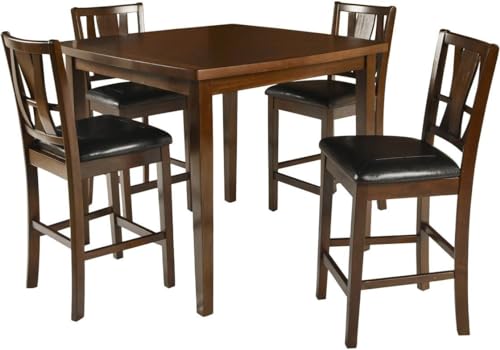 GTU Furniture 7-Piece/5-Piece Dixon Brown Finish Height-Grade Dining Room/Kitchen Table Set
