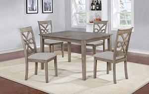 GTU Furniture 5Pc Gray Wood Kitchen Dining Room Furniture Set, 1 Table w/ 4 Chairs