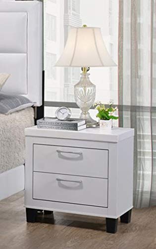 GTU Furniture 5Pc Queen Wood White Storage Bedroom Set (Bed + Night Stand + Mirror + Dresser + Chest, Queen)
