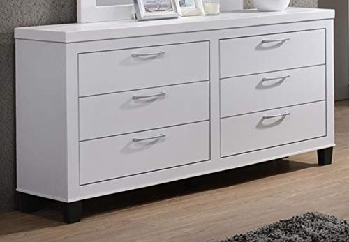 GTU Furniture 5Pc Queen Wood White Storage Bedroom Set (Bed + Night Stand + Mirror + Dresser + Chest, Queen)
