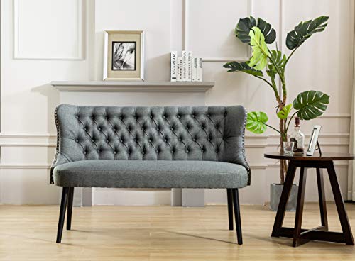GTU Furniture Straight Back Tufted Linen Upholstered Love Seat Bench in 3 Color