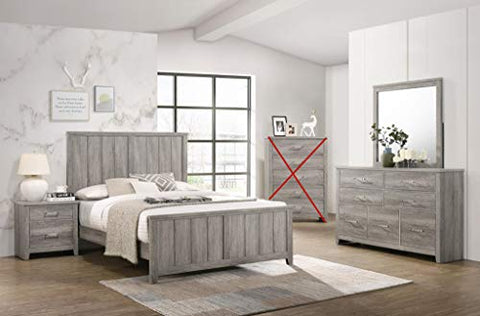 GTU Furniture Lyndon Weathered Light Grey Panel Bedroom Set