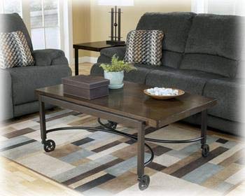 GTU Furniture Espresso Coffee Table w/Moving Wheels