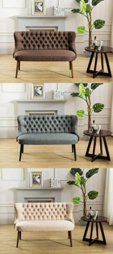 GTU Furniture Straight Back Tufted Linen Upholstered Love Seat Bench in 3 Color