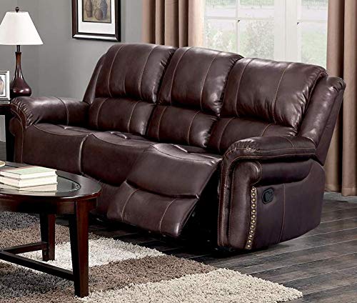 GTU Furniture Brown Leather Reclining Sofa & Loveseat Set