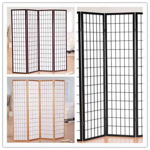 GTU Furniture Japanese Style 4 Panels Wood Shoji Room Divider Screen Oriental for Home/Office
