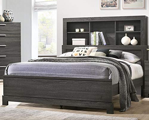GTU Furniture Contemporary Bookcase headboard Bedroom Set (Grey)