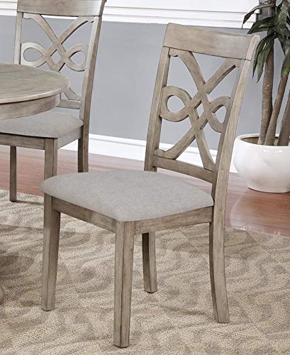 GTU Furniture Beautiful 5PC Wood Round Dining Table Set, Grey Hardwood Table Surface & Chairs
