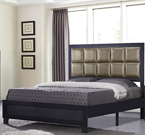 GTU Furniture Contemporary Styling Golden Black Queen Bedroom Set