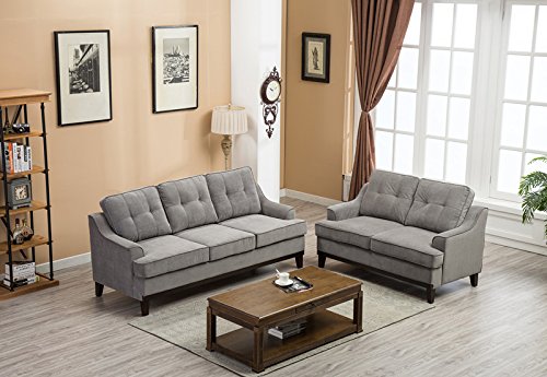 GTU Furniture Grey Microfiber Sofa and Loveseat Living Room Set