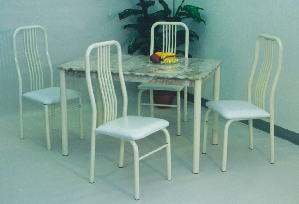 GTU Furniture 5Pc Faux Marble Almond Table Top Dining Room Set