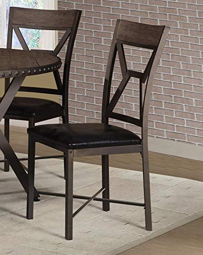 GTU Furniture 5Pc Round Top Rivets Base Wood & Metal Construction Dining Table & Chairs Set