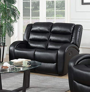 GTU Furniture Black Leather Reclining Loveseat