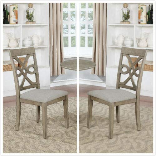 GTU Furniture Set of 2 Wood Dining Chair, Armless Chair Accent Solid Wood Modern Style in Grey