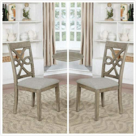 GTU Furniture Set of 2 Wood Dining Chair, Armless Chair Accent Solid Wood Modern Style in Grey