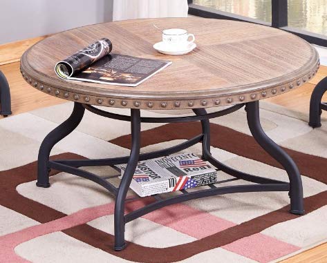 GTU Furniture Occassional Modern, Sophisticated, Industrial Glam, 3-Piece Round Accent Table Set with 1 Coffee Table, and 2 End Tables in a Brilliant Black Wood Finish, Mesitas para Sala