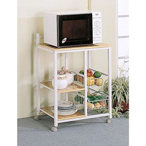 GTU Furniture Home Kitchen Microwave Metal Shelf Organizer Utility Rolling Storage Cart