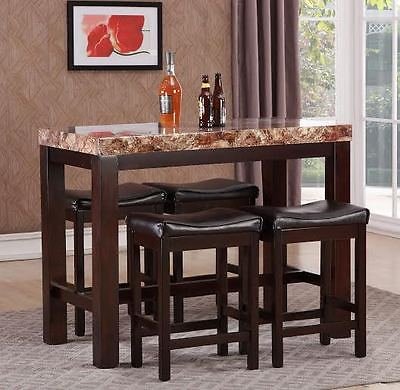 GTU Furniture Elegant Faux Marble High Top Kitchen Dining Room Bar Set/Barstool