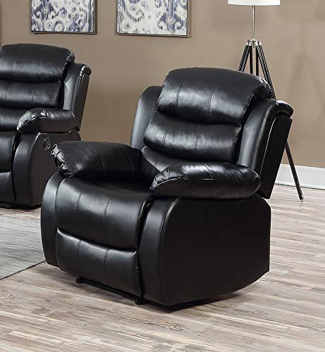 GTU Furniture Black Leather Recliner