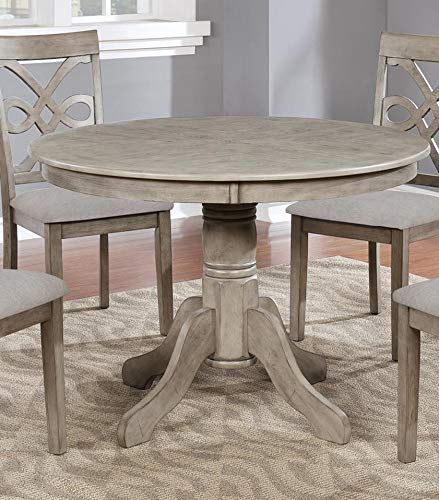 GTU Furniture Beautiful 5PC Wood Round Dining Table Set, Grey Hardwood Table Surface & Chairs