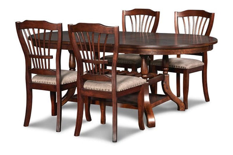 GTU Furniture 5/7-Piece Expresso Wooden Dining Set with Oval Extendable Table and 6 Fabric Seat Chairs