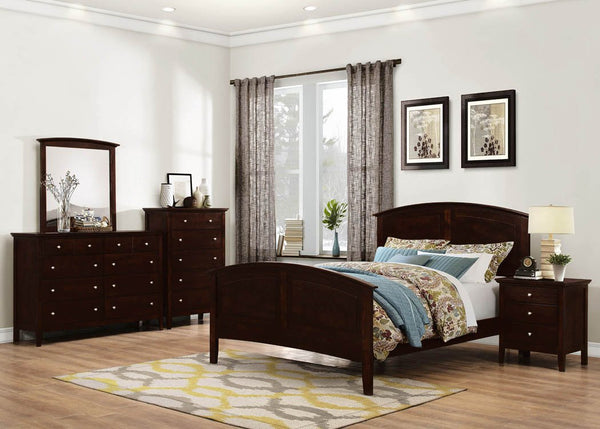 GTU Furniture 5Pc Queen Wood Panel Configurable Bedroom Set (Bed + Night Stand + Mirror + Dresser + Chest, Queen)