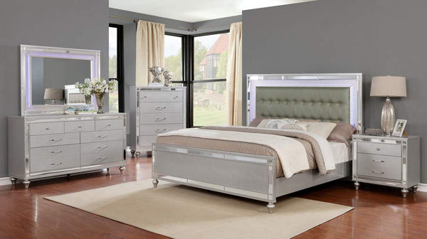 GTU Furniture Wooden Grey/Silver Queen/King Bedroom Set