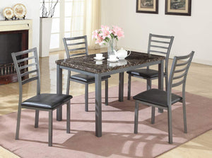 GTU Furniture 5Pc Transitional Style Faux Marble Dining Table Set