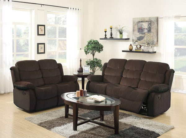 GTU Furniture Cocoa Short Plush Reclining Sofa & Loveseat Set