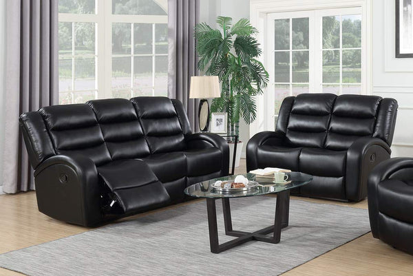 GTU Furniture Black Leather Reclining Sofa & Loveseat Set