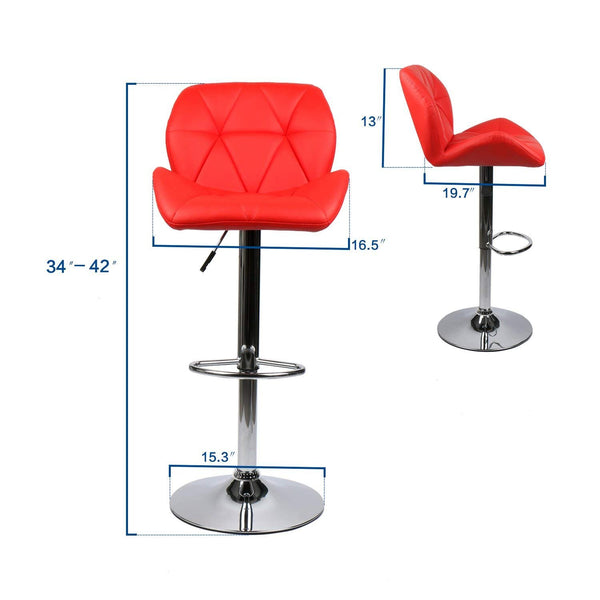 GTU Furniture Set of 2, 360 Degree Swivel Adjustable Bar Stools, Modern Faux Leather Padded with Back Pub Chair